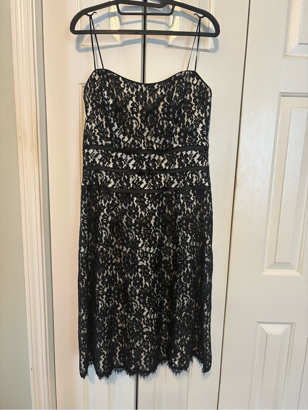 ABS Evening by Allen Schwartz Black Lace Strapless  - Elegant Evening Dress